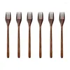 Dinnerware Sets Wooden Forks 6 Pieces Eco-Friendly Japanese Wood Salad Dinner Fork Tableware For Kids Adult