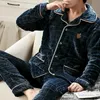 Herren-Nachtwäsche für Herren, Korallen-Fleece-Set mit langen Ärmeln, Pyjama-Sets, Herren-Pyjama-Loungewear für den Winter, 221202