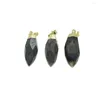 Pendant Necklaces Natural Stone Labradorite For Women Jewelry Making Charms Gold Crown Cap Pendulum 5pc Deep Grey Face