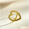 Кольца кольца модные украшения выдолбленные кольцо любви Женщины Retro Simple Geometric Heart Insexing кольца кольца