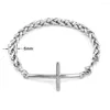 Braccialetti con ciondoli Croce grano 4/5 / 6mm Link intrecciato Pulseira Masculina Bracciale in acciaio inossidabile per regalo MENS 10 pezzi