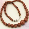 Necklace da 6-14 mm Women Stone color Gold-Oro Goldstone perline rotonde Gioielli girocollo 18 pollici