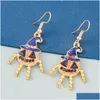 Dangle Chandelier Halloween Enamel Pumpkin Human Dangle Earrings For Women Colorf Rhinestone Pumpkins Drop Delivery Jewelry Dhnzy