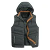 Mäns västar stor storlek 3xl7xl Autumn Winter Vest Men utomhus casual huva krage vindtät mens väst tjock varm ärmlös ytterkläder CSA 221202