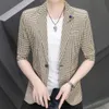 Men's Suits Blazers mens thin Casual Slim Fit Suit Coat blazer Middle-sleeved Thin Top 221201