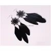 Lustre suspendu Design tendance, bijoux noirs, belles plumes de faisan, boucles d'oreilles rétro pour filles, livraison directe Dh0Fa