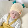 fodera in cotone caldo neonato cappello beanie all'uncinetto inverno caldo cappelli di cervo del fumetto morbido spesso doppio strato bambino berretto in maglia di lana antivento per ragazzi ragazze