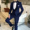 Męskie garnitury Blazers Royal Blue Men 3pcs Custom Man Man Groom Wedding Tuxedo Fashion Formal Party Busines Blazer Pants Zestaw 221201