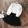 Vêtements Ensembles Vêtements Pour Adolescents Enfants École Blouses Blanches Jupe Costume Filles Printemps Automne Bébé Enfants 4 -14 Y