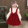 Snpbaby Princess Sukienki Tuxedo Suit 2022 Zima nowa dziewczynka ogólna sukienka Dzieci 039S Bow Mała dziewczynka spódnica 4185522