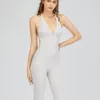 Aktiva upps￤ttningar sexig v-ringning yoga kvinnor ￤rml￶s gymkl￤der ih￥lig baksed med vadderade sportdr￤kter strumpare rompers fitness jumpsuit