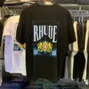 メンズTシャツ2022SS RHUDEトランププリントTシャツMEN高品質の特大のヘビーファブリックトップT2212025ZWK