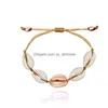 Perlen Gold Kauri Muschel Armband Femme verstellbar Boho Rame Freundschaft echte Muschel Muttertag Schmuck Geschenk Drop Lieferung Armband Dh1Dg