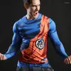 Мужские рубашки бодибилдинга быстрое сушка сжатие мужчины аниме 3D с длинным рукавом с длинным рукавом Goku Cosplay Tops Tops мужская одежда