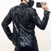 Men's Suits Blazers Black Magic Mirror Bright Leather Blazer Men Plus Performance Suit Jacket Soft Lacquer Custom Nightclub 221201