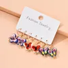 3pair/set Handmade Butterfly Hoop Earrings for Women Ceramic Beads Pendant Charms Circle Drop Earring Fashion Jewelry
