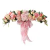 Decoratieve bloemen nep bloem kunstmatige simulatie roze plastic model levensecht met groene bladeren bruiloft boog decoratie kerstkrans