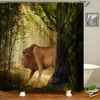 Tende da doccia Cavallo Leone Stampa 3d Zebra Elefante Bagno Decorazione in tessuto di poliestere impermeabile Tenda 180 240 cm