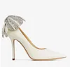 Designer de luxo amor sandálias de casamento nupcial sapatos mulheres latte nappa bombas com pérola e cristal-embelezado arco ponto toe saltos stiletto caixa