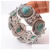 Charm Bracelets Bohemian Jewelry Unisex Crystal Turquoise Beads Charms For Bracelets Sier Plated Alloy Bangles Gifts Drop Delivery Dhkxu