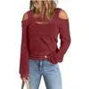 Women Blouses Shirts Tops Long Sleeve Cold Shoulder Loose Fit Casual Sexy Tees T-Shirts