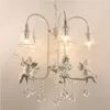 Kroonluchters European Art Angel Kroonluchter E14 Bulb LED -lampen Indoor Decoratieve woonkamer Luster