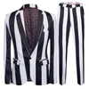 Men's Suits Blazers Autumn Summer Costume Mariage Homme Black White Grey Stripe Set Smoking Uomo Trajes De Hombre Masculino 221201