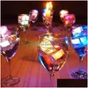 Nattljus ledde isbitar Gl￶dande festboll Flash Light Lysande Neon Wedding Festival Christmas Bar Wine Glass Decor Dhkyh