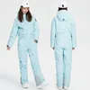 Skifahren Jacken Sport Frauen Ein Stück Schneeanzug Mit Kapuze Berg Frau Ski Overall Wasserdichte Weibliche Snowboard Trainingsanzug Warme Overalls Kleidung