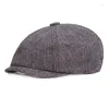 Berets Caps Men Vintage Herringbone Gatsby Tweed Peaky Blinders Hat Sboy Plaid Visors Spring Autumn Flat Peaked Beret Hats