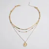 Catene irradiano il sole collana multistrato in lega placcata collo pendente girocollo gioielli regalo per le donne Golden Slivery SWD889283s