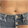 Navelklockknappringar små magknappringar rostfritt stål Dainty Nombril Ombligo Bar Navel Ring for Women Men Body Piercing Dhrpt