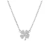 Pendant Necklaces S925 Sterling Silver Clover Necklace women's clavicle chain light luxury minority high sense simple necklace