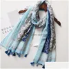 Scarves Bohemian Fashion Spring Summer Women Slik Scarf Sunsn Cotton And Linen Fleeing Big Gauze Shawls Soft Beach Shawl Paisley Flo Dh7Dj