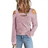 Women Blouses Shirts Tops Long Sleeve Cold Shoulder Loose Fit Casual Sexy Tees T-Shirts