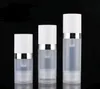 Lege 5 ml 10 ml 15 ml Airless flessen Clear Airless Vacuümpomplotionfles met zilverlijn Cosmetische verpakking SN1306