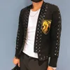 Ternos masculinos Blazers Night Show Men Stylist da moda coreana Blazer Slim Fit Fit Fitle Bordado Bordado Jaqueta Trendy Gollarless Dele Alta Quality Suit de renda masculino 221201