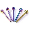 Colorful Electroplating Glass Oil Burner Pipes Tube Nail Tips Water Bong Titanium Straight Hand Pipe