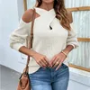 Kadın Sweaters Chic Criss-Cross Boyun Kazak Kadınlar Katı Sıradan Örgü Külot Uzun Kol Sonbahar Kış Moda Koreli Jumper 221201