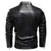 Men's Leather Faux Winter Black Jacket Men Fur Lined Warm Motorcycle Slim Street Fashion BLack Biker Coat Pleated Design Zipper 221202