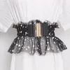 Belts Women Elastic Belt Wave Dot Waistband Elegant Metal Buckle Cummerbunds Trendy Wide Waist Skirt Dress Decoration Accessories