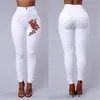 Kadın Pantolon Capris Nakış Çiçek Skinny Jeans Kadın Siyah Yüksek Bel Render Vintage Seksi Uzun Femme Sıradan Kalem Denim 221202