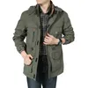 Men's Wool Blends Plus Size Mid-length Hooded Windbreaker Tactical Military Jacket Outdoor Waterproof Mountaineering Army Field Coat 221201
