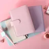 Macaron Color A6 PU Clip-on Notebook Leather Loose Leaf Cover Notebooks Journal Kawaii Stationery