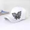 Mode papillon strass casquette de Baseball femmes été soie Satin visière chapeau de soleil loisirs réglable dame Snapback casquettes Y220423