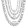 Цепи мужчин 925 серебряного серебряного серебра 4 мм/6 мм/8 мм/12 мм кубинское цепное ожерелье 16-30 дюймов для мужчин Женщины модные украшения Высокий