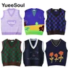 Gilet pour femmes Style Japon mignon Sweater Gilet Imprimé sans manches Loose Loosewear Tricoted Waistcoat Vintage Y2K Autumn Pullovers Tops 221201