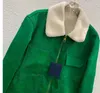 Vestes de marque pour femmes, design de styliste, garde au chaud en hiver, manteau en laine d'agneau vert, veste une pièce à col en fourrure, style Couple