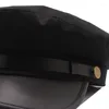 Berets Unisex Fashion Leather Military Hats Autumn Winter Black Sailor Caps For Women Men Sboy Hat Casequette Beret Travel