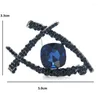 Broches Wulibaby Blue Eye For Women Unisex 2-Color Rhinestone Geometric Party Office Broche Pins Sieraden Geschenken